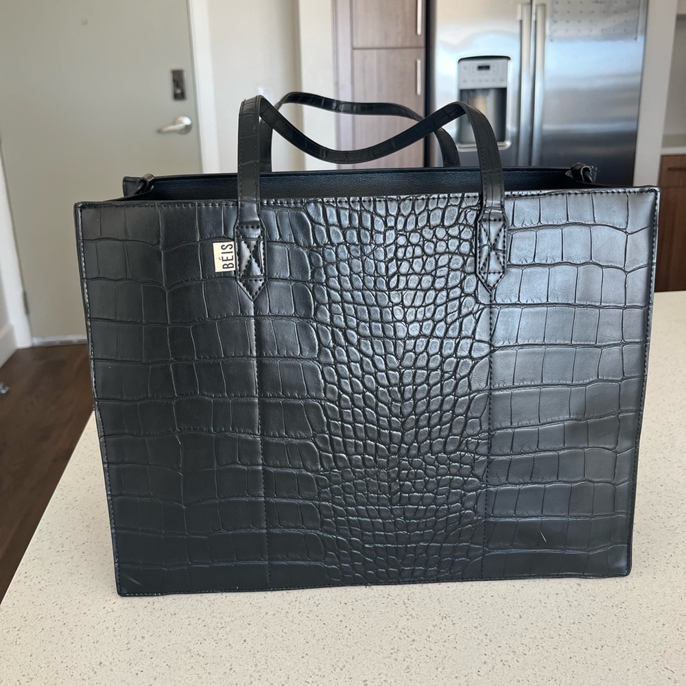 Beis “The Work Tote in Black Croc” NEVER USED
